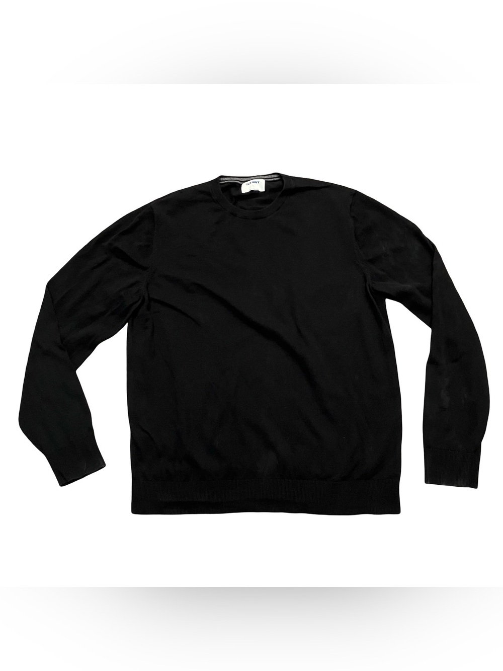 Mens XL Cotton Sweater Crewneck Black Office Layering Classic Casual Long Sleeve